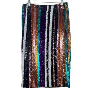 Gracia Vibrant Sequin Striped Pencil Skirt